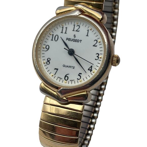 Peugeot Women's Quartz 26mm Watch Gold Tone w/ New Battery Expandable Band - Picture 1 of 5